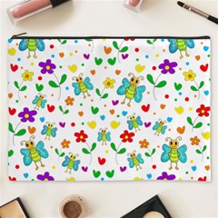 Cute Butterflies And Flowers Pattern Cosmetic Bag (xxxl)  by Valentinaart