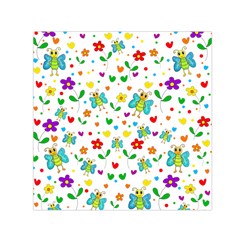 Cute Butterflies And Flowers Pattern Small Satin Scarf (square) by Valentinaart