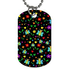 Butterflies And Flowers Pattern Dog Tag (two Sides) by Valentinaart