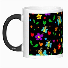 Butterflies And Flowers Pattern Morph Mugs by Valentinaart