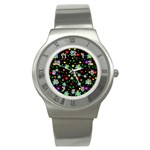 Butterflies and flowers pattern Stainless Steel Watch Front