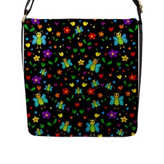 Butterflies And Flowers Pattern Flap Messenger Bag (l)  by Valentinaart