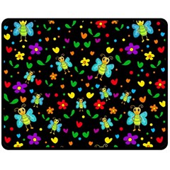 Butterflies And Flowers Pattern Double Sided Fleece Blanket (medium)  by Valentinaart