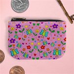 Cute butterflies and flowers pattern - pink Mini Coin Purses Front