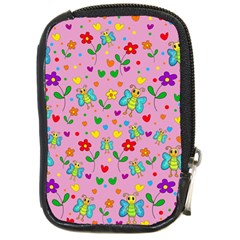 Cute Butterflies And Flowers Pattern - Pink Compact Camera Cases by Valentinaart