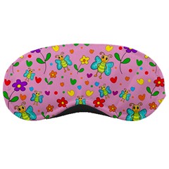 Cute Butterflies And Flowers Pattern - Pink Sleeping Masks by Valentinaart