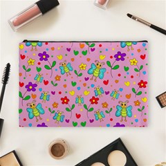 Cute Butterflies And Flowers Pattern - Pink Cosmetic Bag (large)  by Valentinaart