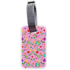 Cute Butterflies And Flowers Pattern - Pink Luggage Tags (two Sides) by Valentinaart