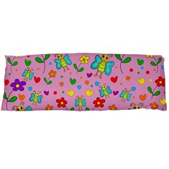 Cute Butterflies And Flowers Pattern - Pink Body Pillow Case (dakimakura) by Valentinaart