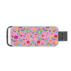 Cute Butterflies And Flowers Pattern - Pink Portable Usb Flash (two Sides) by Valentinaart