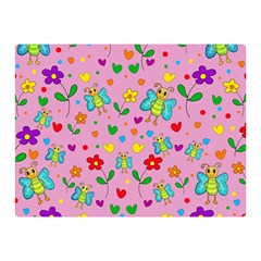 Cute Butterflies And Flowers Pattern - Pink Double Sided Flano Blanket (mini)  by Valentinaart