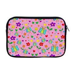 Cute Butterflies And Flowers Pattern - Pink Apple Macbook Pro 17  Zipper Case