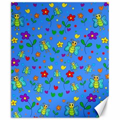 Cute Butterflies And Flowers Pattern - Blue Canvas 20  X 24   by Valentinaart