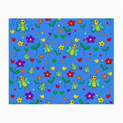 Cute Butterflies And Flowers Pattern - Blue Small Glasses Cloth (2-side) by Valentinaart