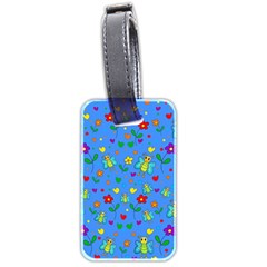 Cute Butterflies And Flowers Pattern - Blue Luggage Tags (two Sides) by Valentinaart