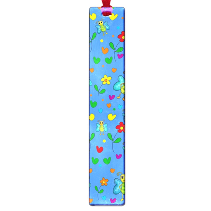 Cute butterflies and flowers pattern - blue Large Book Marks