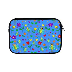 Cute Butterflies And Flowers Pattern - Blue Apple Ipad Mini Zipper Cases by Valentinaart