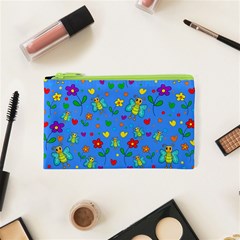 Cute Butterflies And Flowers Pattern - Blue Cosmetic Bag (xs) by Valentinaart