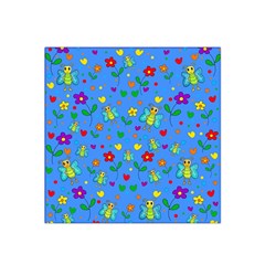 Cute Butterflies And Flowers Pattern - Blue Satin Bandana Scarf by Valentinaart