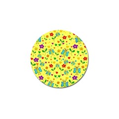 Cute Butterflies And Flowers - Yellow Golf Ball Marker by Valentinaart