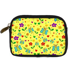 Cute Butterflies And Flowers - Yellow Digital Camera Cases by Valentinaart