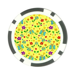 Cute Butterflies And Flowers - Yellow Poker Chip Card Guard (10 Pack) by Valentinaart