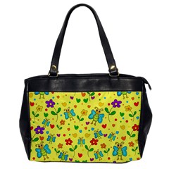 Cute Butterflies And Flowers - Yellow Office Handbags by Valentinaart