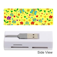 Cute Butterflies And Flowers - Yellow Memory Card Reader (stick)  by Valentinaart