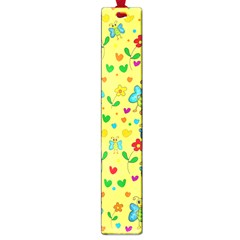 Cute Butterflies And Flowers - Yellow Large Book Marks by Valentinaart