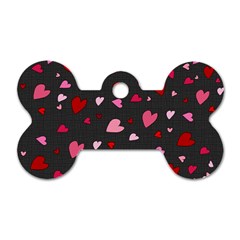 Hearts Pattern Dog Tag Bone (one Side) by Valentinaart