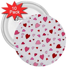 Valentine s Day Hearts 3  Buttons (10 Pack)  by Valentinaart