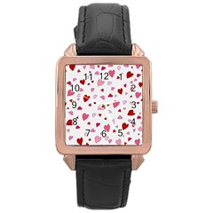 Valentine s Day Hearts Rose Gold Leather Watch  by Valentinaart