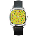 Colorful hearts Square Metal Watch Front