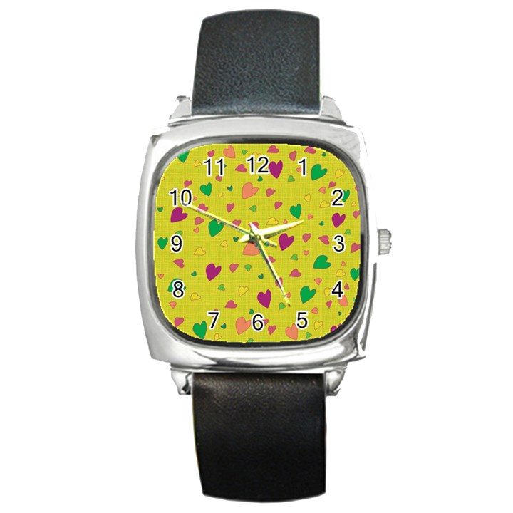 Colorful hearts Square Metal Watch