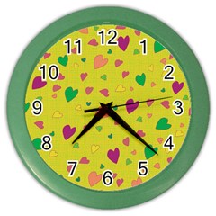 Colorful Hearts Color Wall Clocks by Valentinaart