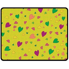 Colorful Hearts Fleece Blanket (medium)  by Valentinaart