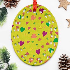 Colorful Hearts Ornament (oval Filigree) by Valentinaart