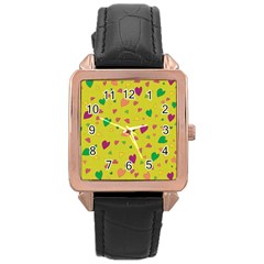 Colorful Hearts Rose Gold Leather Watch  by Valentinaart