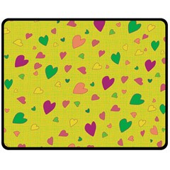 Colorful Hearts Double Sided Fleece Blanket (medium)  by Valentinaart