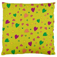 Colorful Hearts Large Flano Cushion Case (one Side) by Valentinaart