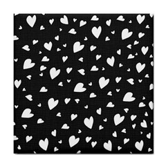 Black And White Hearts Pattern Tile Coasters by Valentinaart