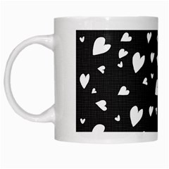 Black And White Hearts Pattern White Mugs by Valentinaart