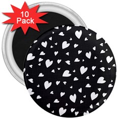 Black And White Hearts Pattern 3  Magnets (10 Pack)  by Valentinaart