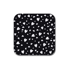 Black And White Hearts Pattern Rubber Square Coaster (4 Pack)  by Valentinaart