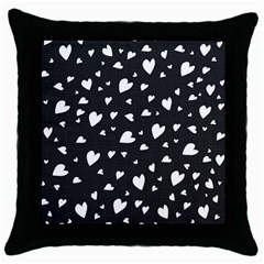 Black And White Hearts Pattern Throw Pillow Case (black) by Valentinaart