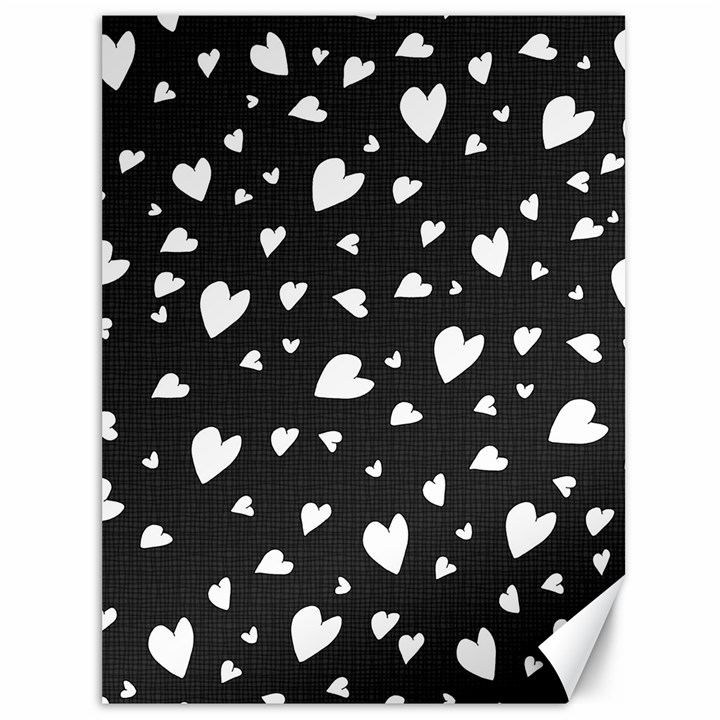 Black and white hearts pattern Canvas 36  x 48  