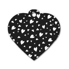 Black And White Hearts Pattern Dog Tag Heart (one Side) by Valentinaart