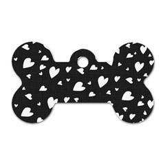 Black And White Hearts Pattern Dog Tag Bone (one Side) by Valentinaart