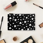 Black and white hearts pattern Cosmetic Bag (Small)  Front