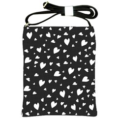 Black And White Hearts Pattern Shoulder Sling Bags by Valentinaart